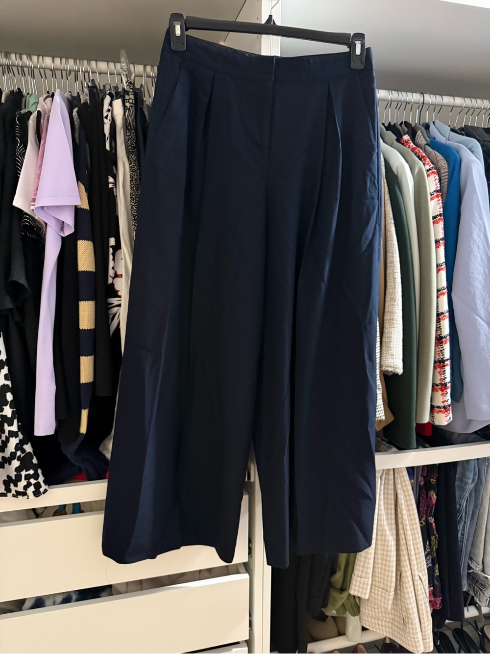 Armani Exchange High-Waist Navy Wide-Leg Women's Pants